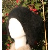 Noir 100% angora Bonnet Fleur