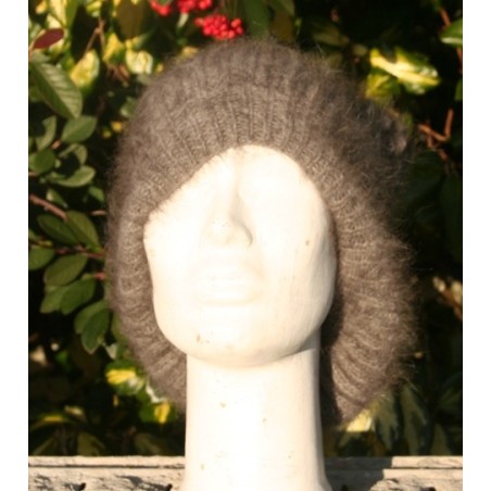 Anthracite 100% angora Bonnet Fleur