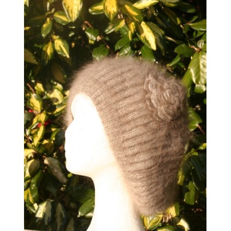 Havane 100% angora Bonnet Fleur