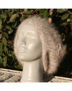 Chiné écru/anthracite 100% angora Bonnet Fleur