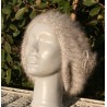 Chiné écru/anthracite 100% angora Bonnet Fleur