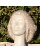 Chiné écru/anthracite 100% angora Bonnet Fleur