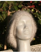 Chiné écru/anthracite 100% angora Bonnet Fleur