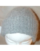 gris chiné 40% angora Bonnet torsade