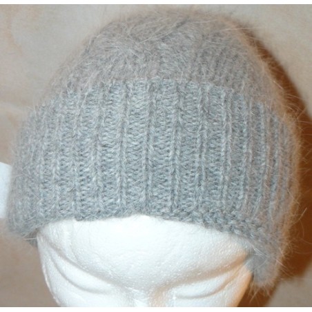 gris chiné 40% angora Bonnet torsade