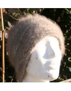 Camel/anthracite 100% angora Bonnet de ville