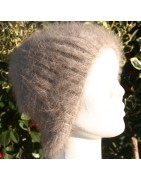 chiné camel-anthracite 100% angora Bonnet côte 2/2