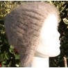 chiné camel-anthracite 100% angora Bonnet côte 2/2