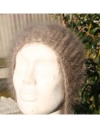 chiné camel-anthracite 100% angora Bonnet côte 2/2