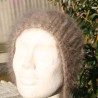 chiné camel-anthracite 100% angora Bonnet côte 2/2