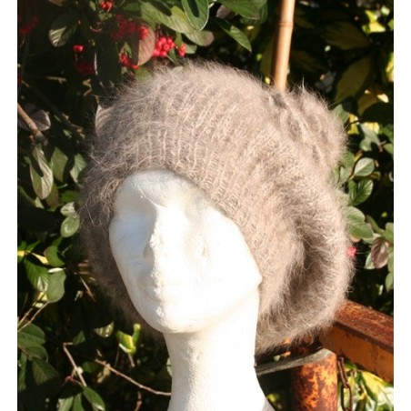 Chiné Camel/Anthracite 100% angora Bonnet Fleur