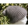 Anthracite 100% angora Bonnet Pompon