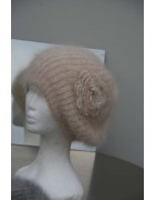 Chiné écru/camel 100% angora Bonnet Fleur