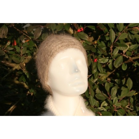 camel-anthracite 100% angora mini toque