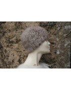 chiné écru/châtaigne 80% angora  bonnet jersey