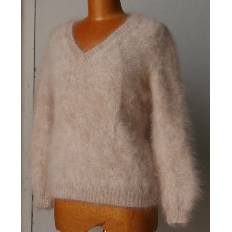 chiné écru-camel 100% angora  pull T.2