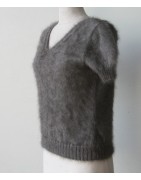 anthracite 100% angora petit pull T.3