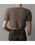 chiné camel-anthracite 100% angora petit pull T.2