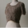 chiné camel-anthracite 100% angora petit pull T.2