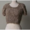 chiné camel-anthracite 100% angora petit pull T.2