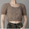 chiné camel-anthracite 100% angora petit pull T.2