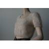 chiné écru-anthracite 100% angora petit pull T.2