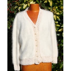 écru 100% angora veste fantaisie T. 3