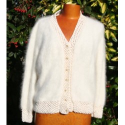 écru 100% angora veste fantaisie T. 3