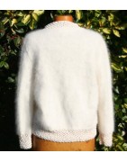 écru 100% angora veste fantaisie T. 3