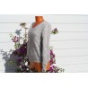 chiné écru-anthracite 100% angora petit pull T.3