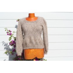 chiné camel-anthracite 100% angora  pull T.2