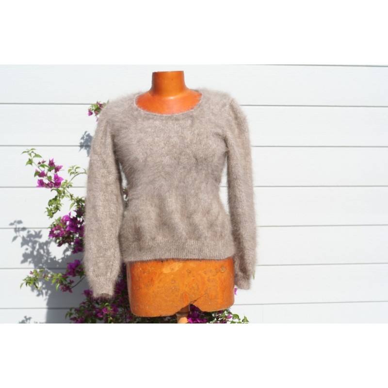 chiné camel-anthracite 100% angora pull T.2 chiné camel-anthracite 100% angora pull T.2