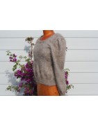 chiné camel-anthracite 100% angora  pull T.2