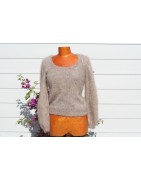 chiné camel-anthracite 100% angora  pull T.2