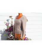 chiné camel-anthracite 100% angora  pull T.2