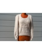 chiné écru-camel 100% angora  pull T.2
