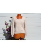 chiné écru-camel 100% angora  pull T.2