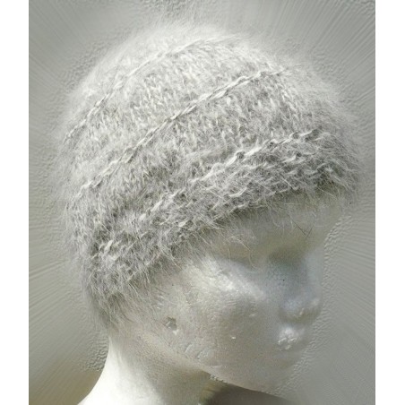 Bonnet de ville  100% angora Ecru/anthracite