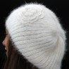 Ecru 100% angora Bonnet Fleur