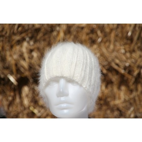 écru 100% angora Bonnet côte 2/2