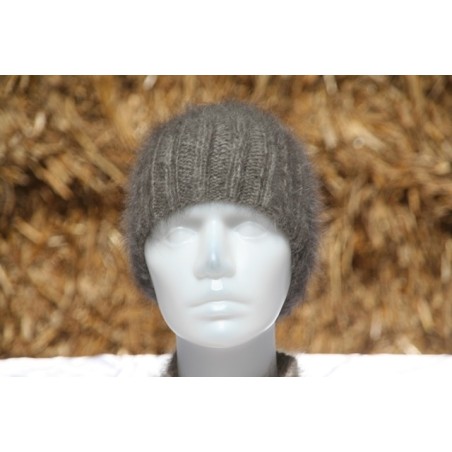 anthracite 100% angora Bonnet côte 2/2