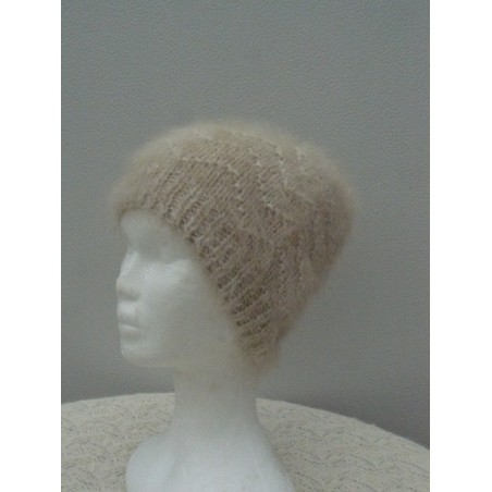 écru-camel 100% angora Bonnet vague